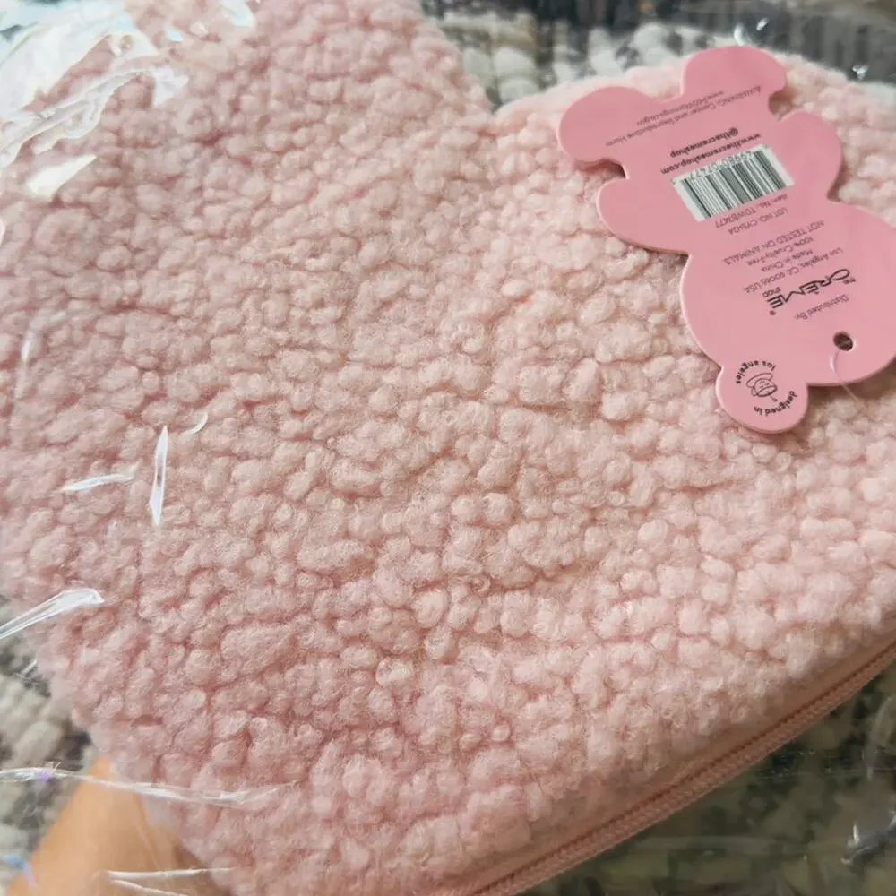 The Crème Shop Teddy Bag Heart Plush Makeup Pouc